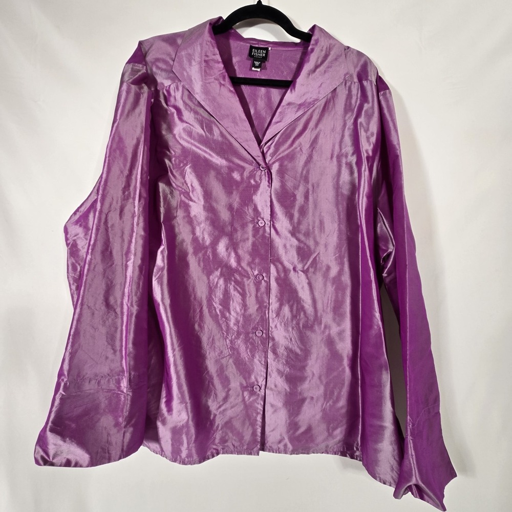 Eileen Fisher Woman PinK Silk Buttondown Shirt | Size 3X